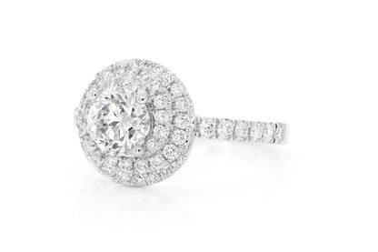 1.00CT ROUND SOLITAIRE - DOUBLE TWIST HALO -DIAMOND ENGAGEMENT RING