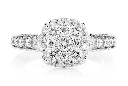 1.00CTW SQUARE PAVE CENTER - DIAMOND ENGAGEMENT RING