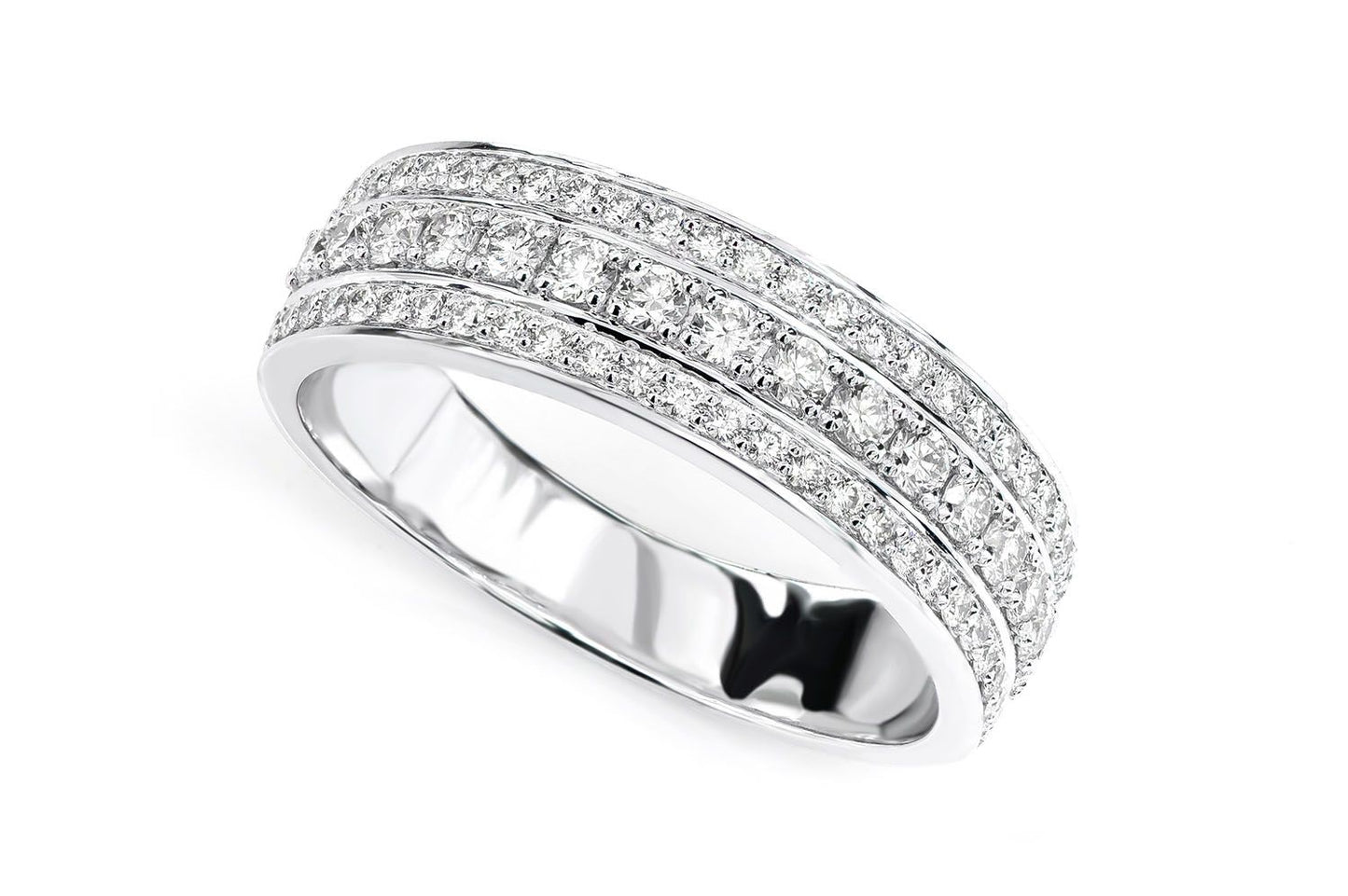 THREE ROW DIAMOND RING 14K GOLD 1.00CTW
