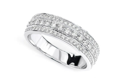 THREE ROW DIAMOND RING 14K GOLD 1.00CTW