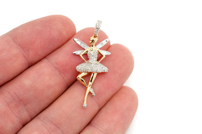 PANDANT ARIPI DE BALERINĂ CU DIAMANT, AUR MASIV DE 14K, 0,65 CT
