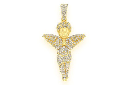 PANDANT CU DIAMANT ÎNGER ÎN RUGĂCIUNE, AUR MASIV DE 14K, 1.15CT