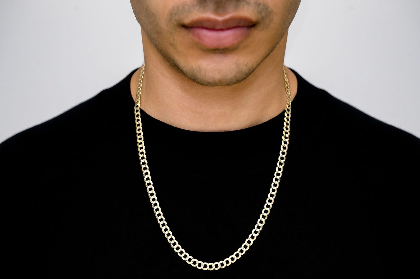 5.5MM FLAT CURB LINK 14K SOLID GOLD CHAIN
