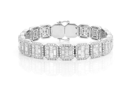 BAGUETTE RAISED RECTANGULAR LINK BRACELET 14K   19.00CTW
