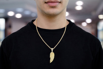 ANGEL WING FEATHER DIAMOND PENDANT 14K SOLID GOLD 2.65CTW