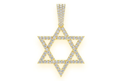 PANDANT CU DIAMANT STEA LUI DAVID, AUR MASIV DE 14K, 1.90CTW