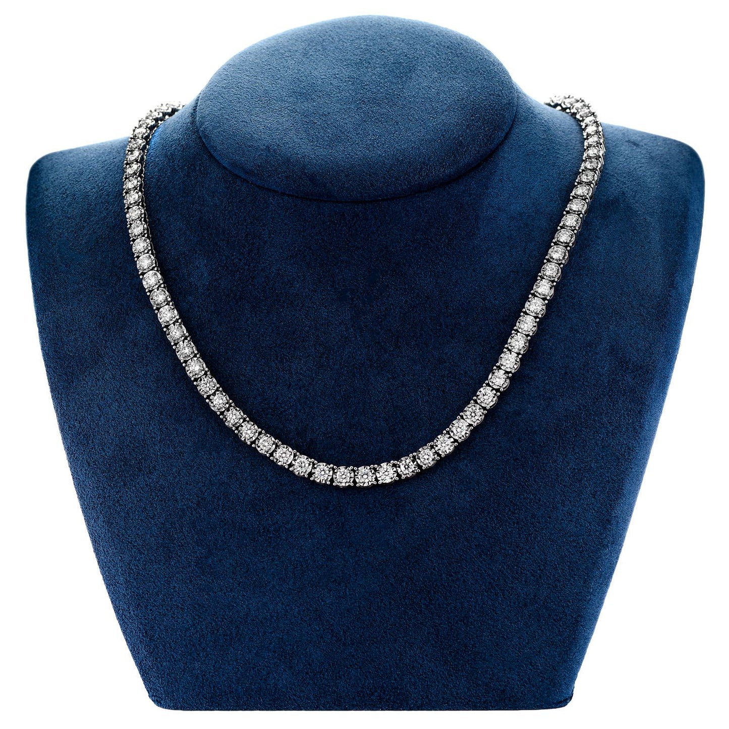15PT MIRACLE SET DIAMOND TENNIS NECKLACE 14K SOLID GOLD 15.33CTW