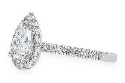 THAV - 0.75CT SOLITAIRE PEAR SHAPE HALO - DIAMOND ENGAGEMENT RING