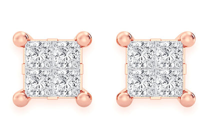 CERCEI CU DIAMANTE QUAD 0.50CTW DIN AUR MASIV DE 14K