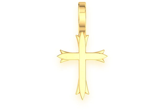TRIPLE POINTS CROSS 14K SOLID GOLD