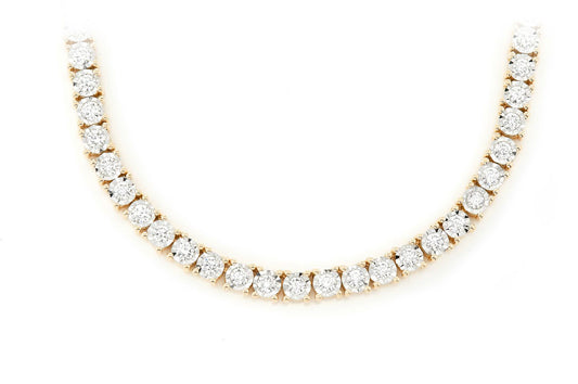 9PT MIRACLE SET DIAMOND TENNIS NECKLACE 14K SOLID GOLD 10.00CTW