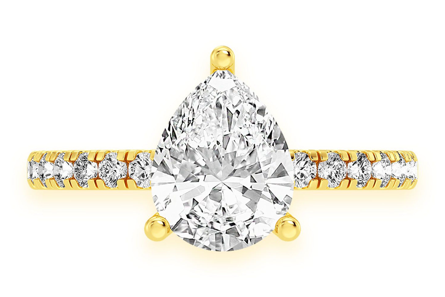 THINN - 2.00CT PEAR SOLITAIRE - ONE ROW UNDER HALO - DIAMOND ENGAGEMENT RING