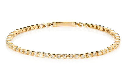 EXTENDED DIAMOND BEZEL LINK BRACELET 14K SOLID GOLD 0.80CTW