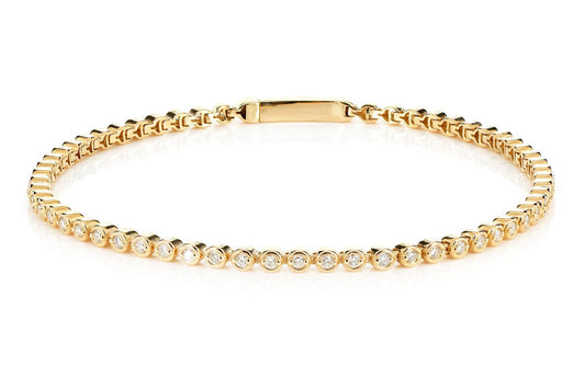 EXTENDED DIAMOND BEZEL LINK BRACELET 14K SOLID GOLD 0.80CTW