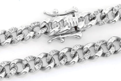 5MM MIAMI CUBAN HALF LINK DIAMOND NECKLACE 14K SOLID GOLD 1.50CTW