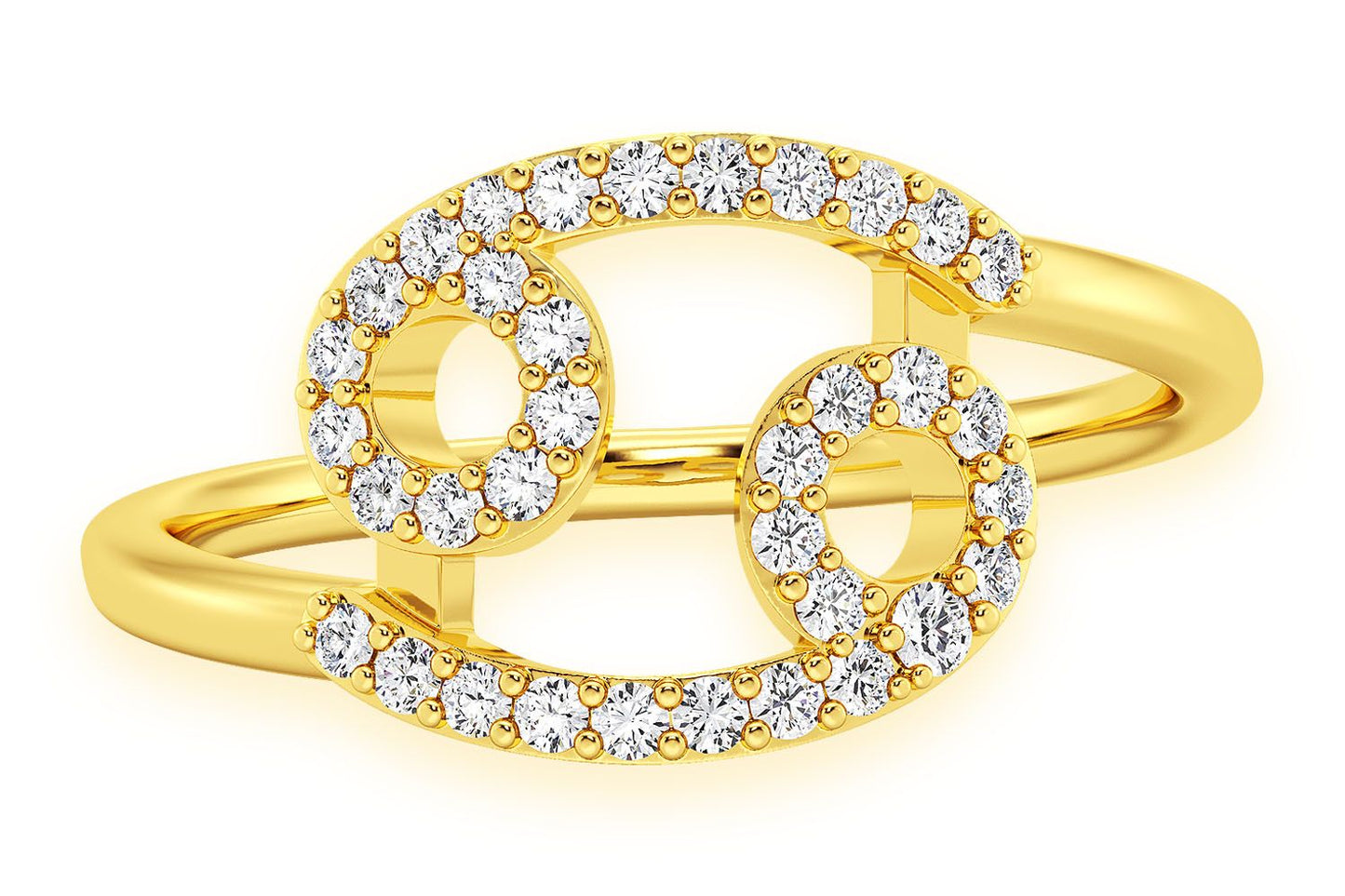 CANCER ZODIAC DIAMOND RING 14K SOLID GOLD 0.20CTW