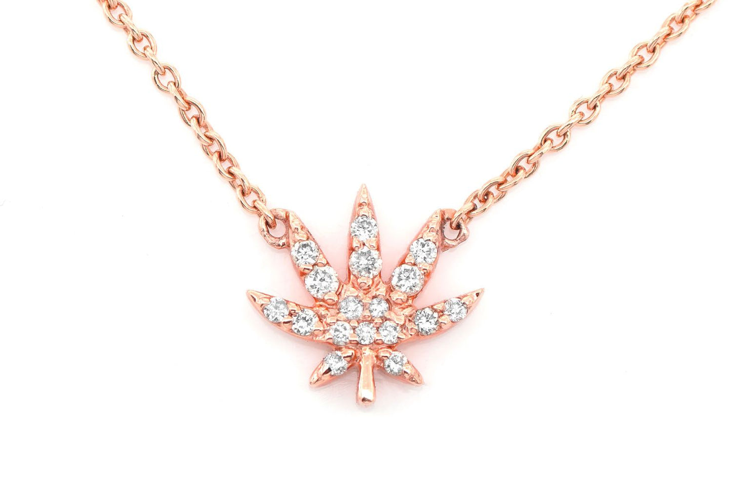CANNABIS LEAF DIAMOND PENDANT 14K SOLD GOLD 0.10CTW
