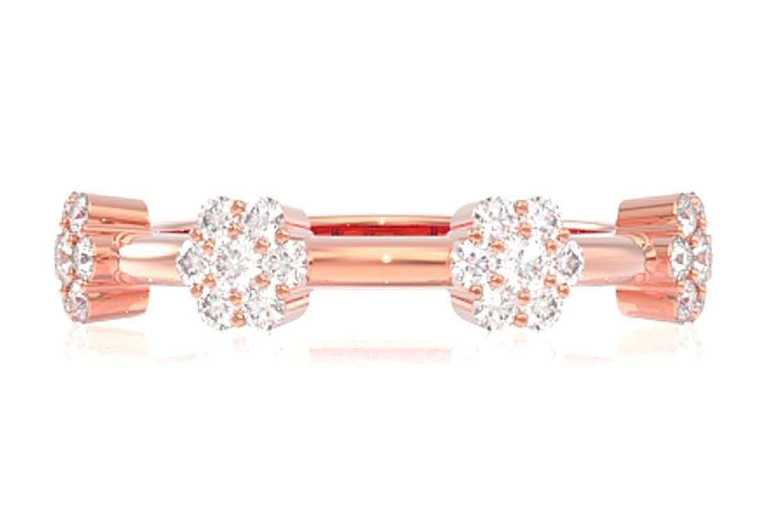 INEL CU DIAMANTE ȘI CLUSTER DE FLORI, AUR MASIV DE 14K, 0.65CT