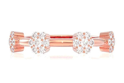 INEL CU DIAMANTE ȘI CLUSTER DE FLORI, AUR MASIV DE 14K, 0.65CT