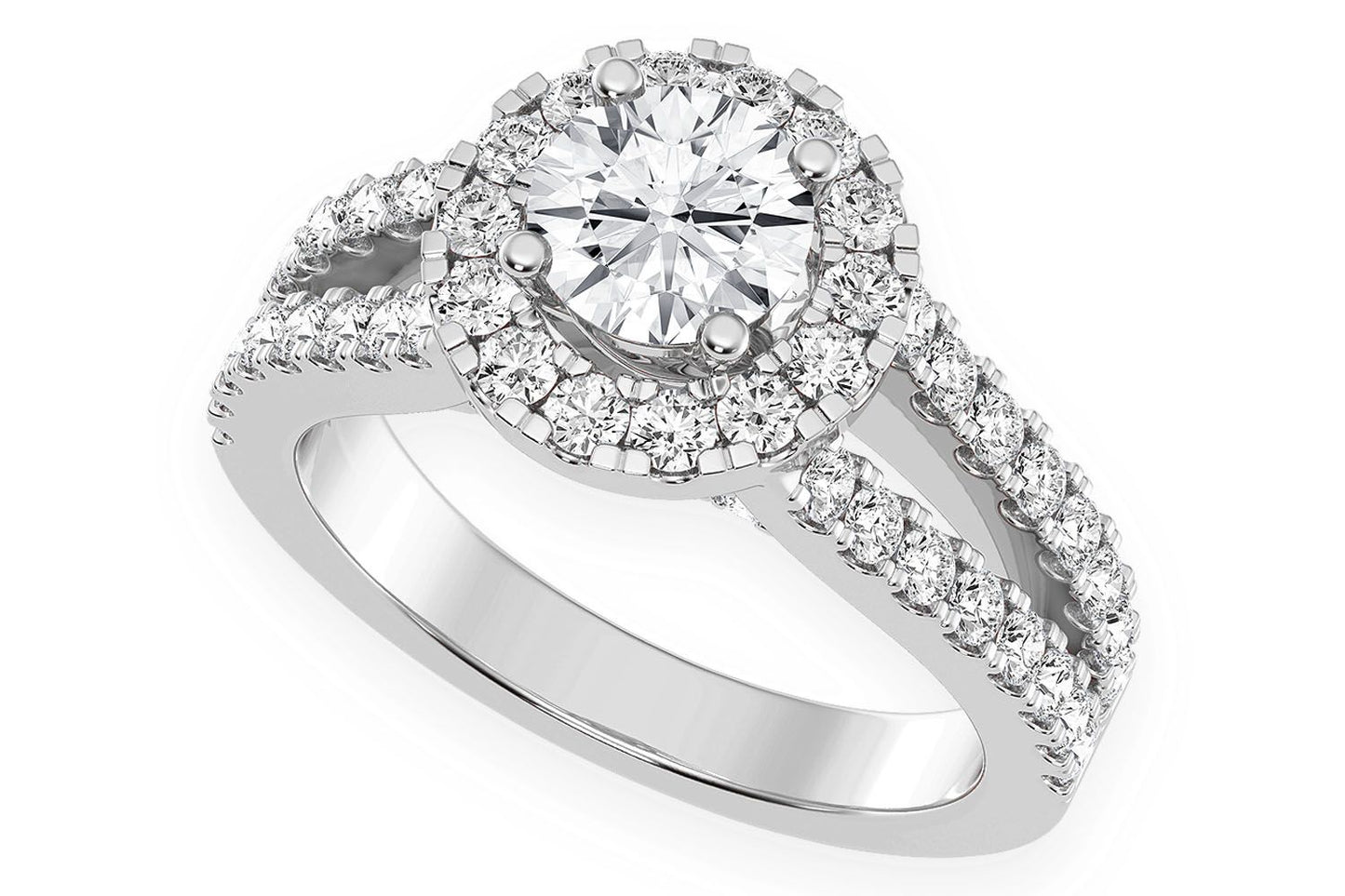 SPHINX - .75CT SOLITAIRE ROUND - SPLIT SHANK HALO - DIAMOND ENGAGEMENT RING