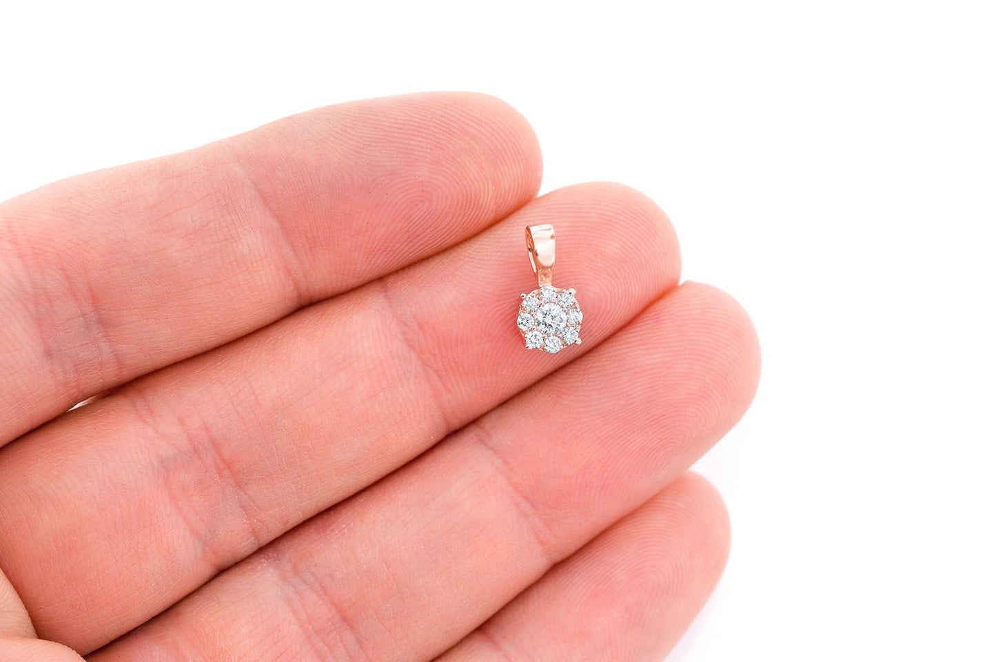 MOSAIC DIAMOND PENDANT 14K SOLID GOLD 0.25CTW
