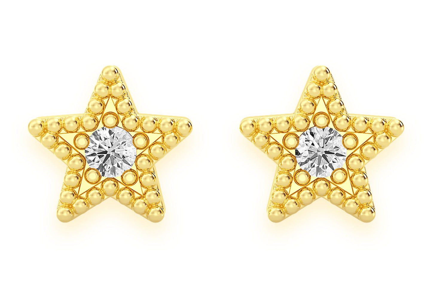 STAR DIAMOND EARRINGS 14K SOLID GOLD 0.05CTW