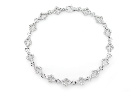 FLORAL CLOVER DIAMOND BRACELET 14K SOLID GOLD 1.75CTW