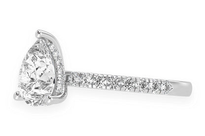 THINN - 2.00CT PEAR SOLITAIRE - ONE ROW UNDER HALO - DIAMOND ENGAGEMENT RING