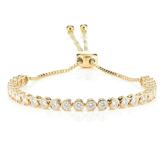 BEZEL DIAMOND SLIDER BRACELET 14K SOLID GOLD 1.05CTW