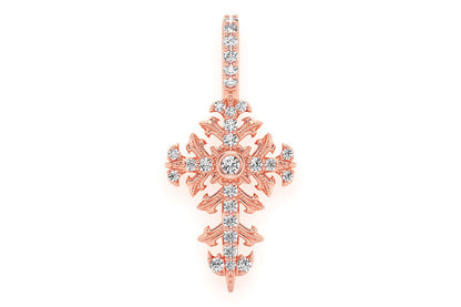 PANDANT CU CRUCE FILIGRANĂ ȘI DIAMANT, AUR MASIV DE 14K, 0.50CT