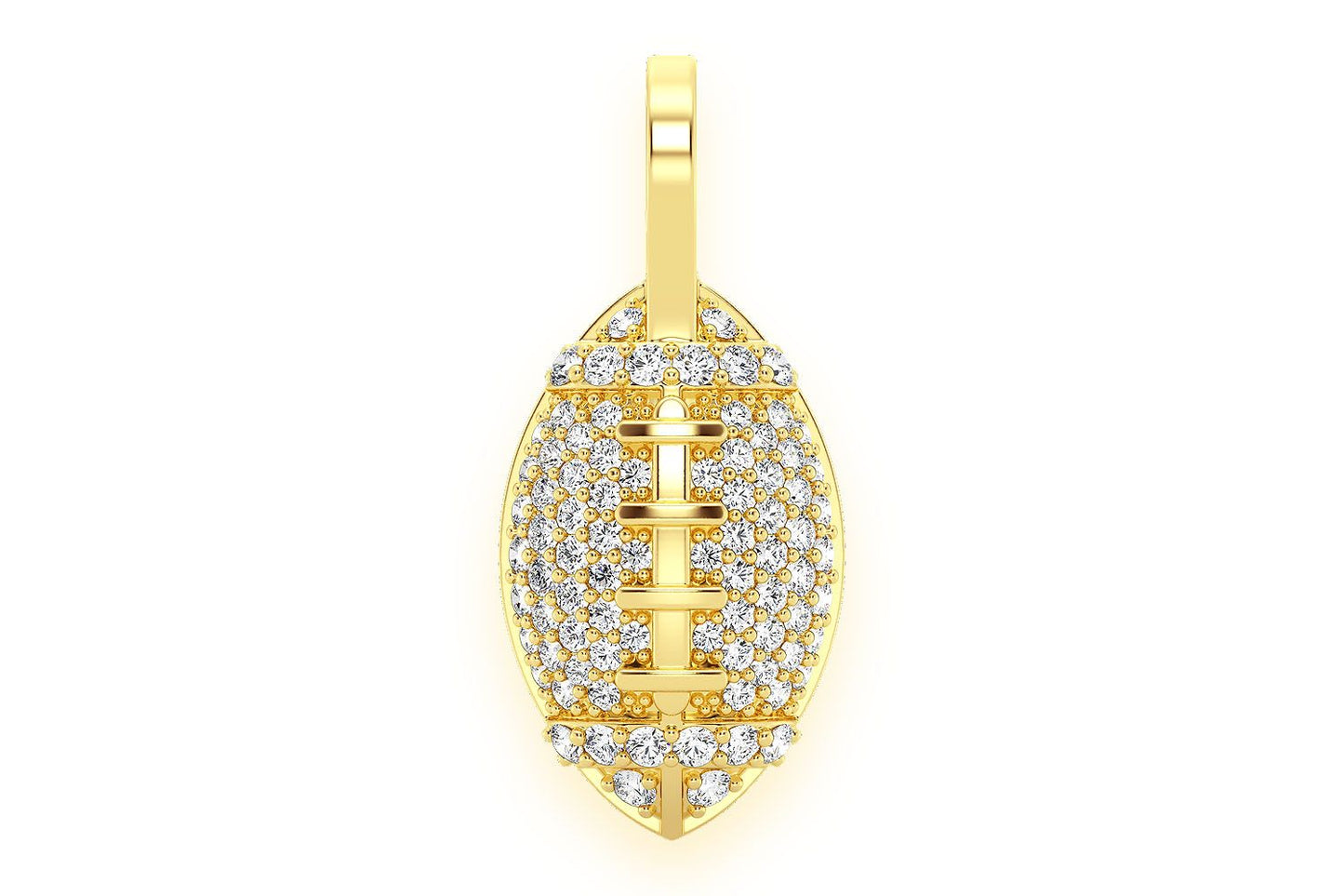 AMERICAN FOOTBALL DIAMOND PENDANT 14K SOLID GOLD .40CTW