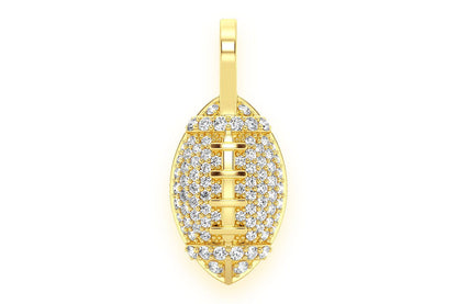AMERICAN FOOTBALL DIAMOND PENDANT 14K SOLID GOLD .40CTW