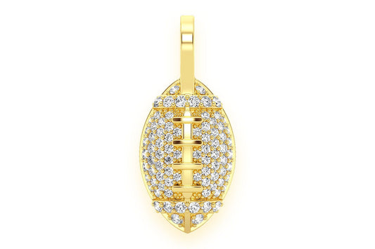 AMERICAN FOOTBALL DIAMOND PENDANT 14K SOLID GOLD .40CTW