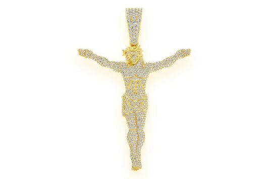 JESUS CRUCIFIX DIAMOND PENDANT 14K SOLID GOLD 3.30CTW