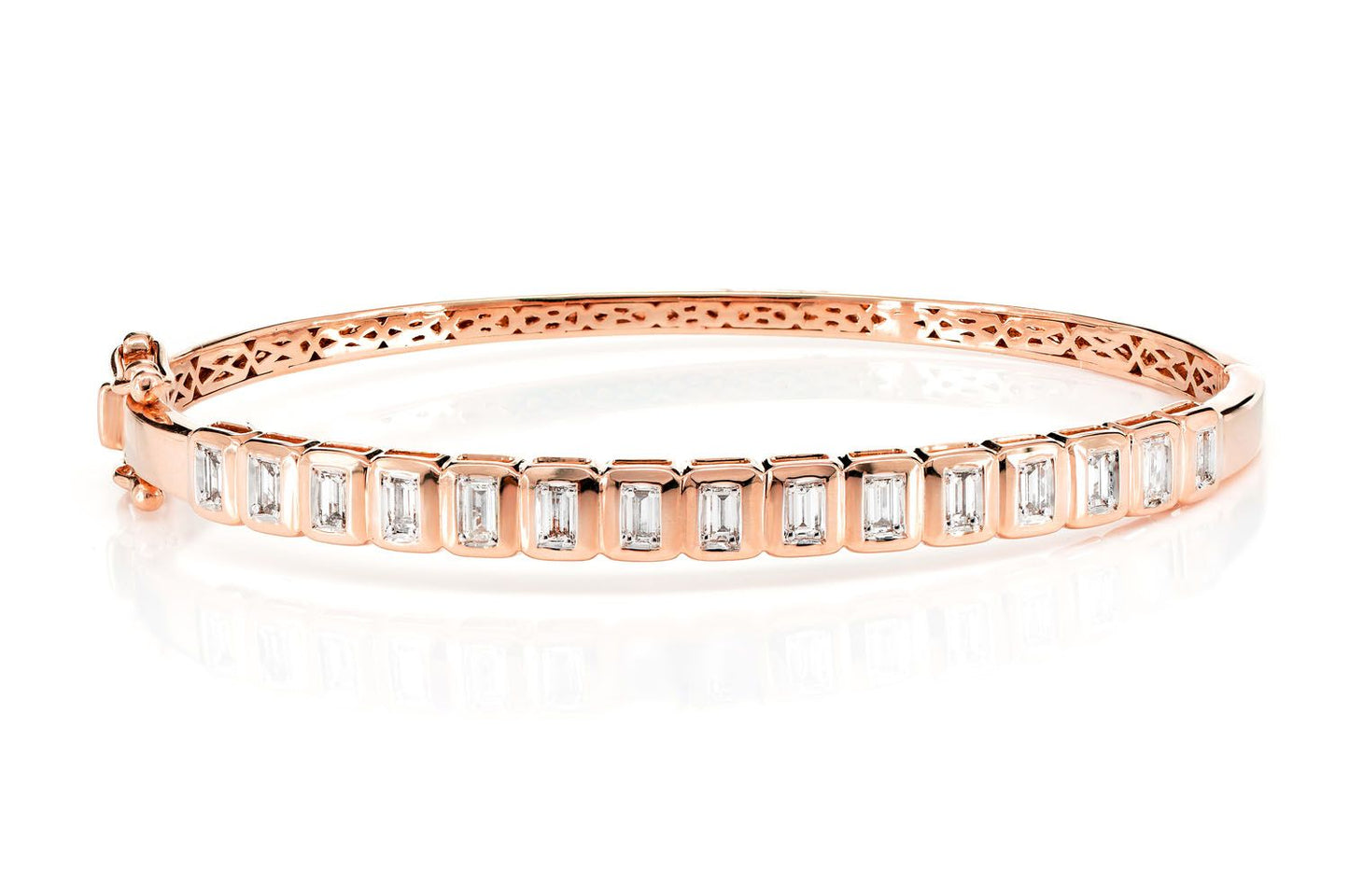 DIAMOND BEZEL BAGUETTE FLEX BANGLE BRACELET 14K SOLID GOLD 1.00CTW