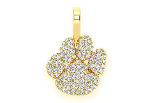 DOG PAW PRINT DIAMOND PENDANT 14K SOLID GOLD 0.45CTW