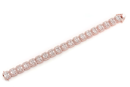 BAGUETTE RAISED RECTANGULAR LINK BRACELET 14K   19.00CTW