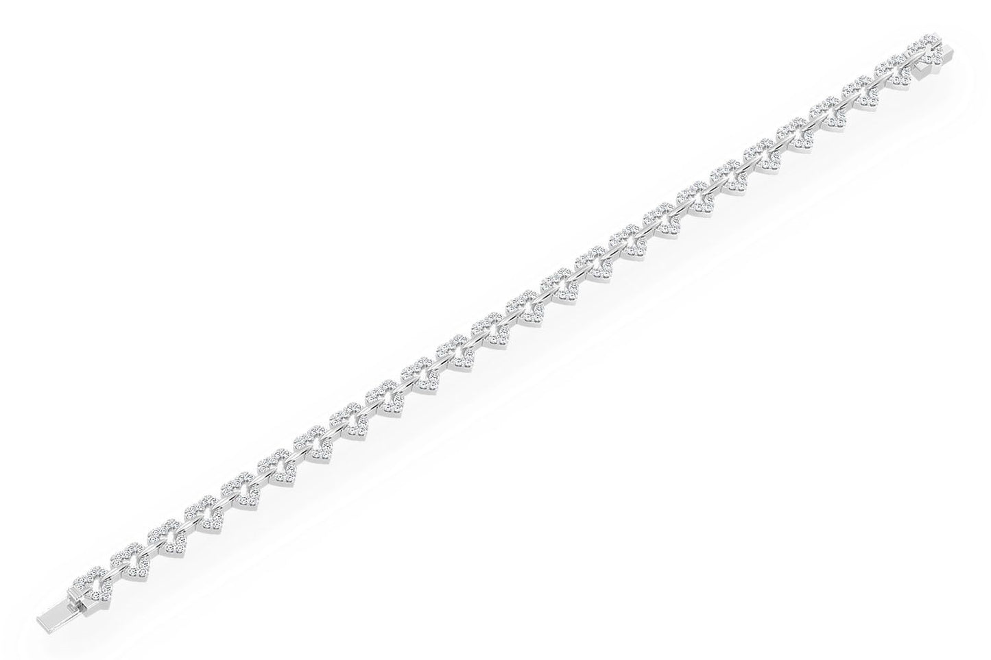 HEART SHAPE DIAMOND BRACELET 14K SOLID GOLD 2.35CTW