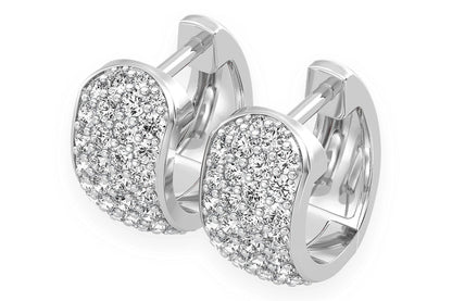 WIDE HOOP DIAMOND EARRINGS 14K SOLID GOLD 1.20CTW