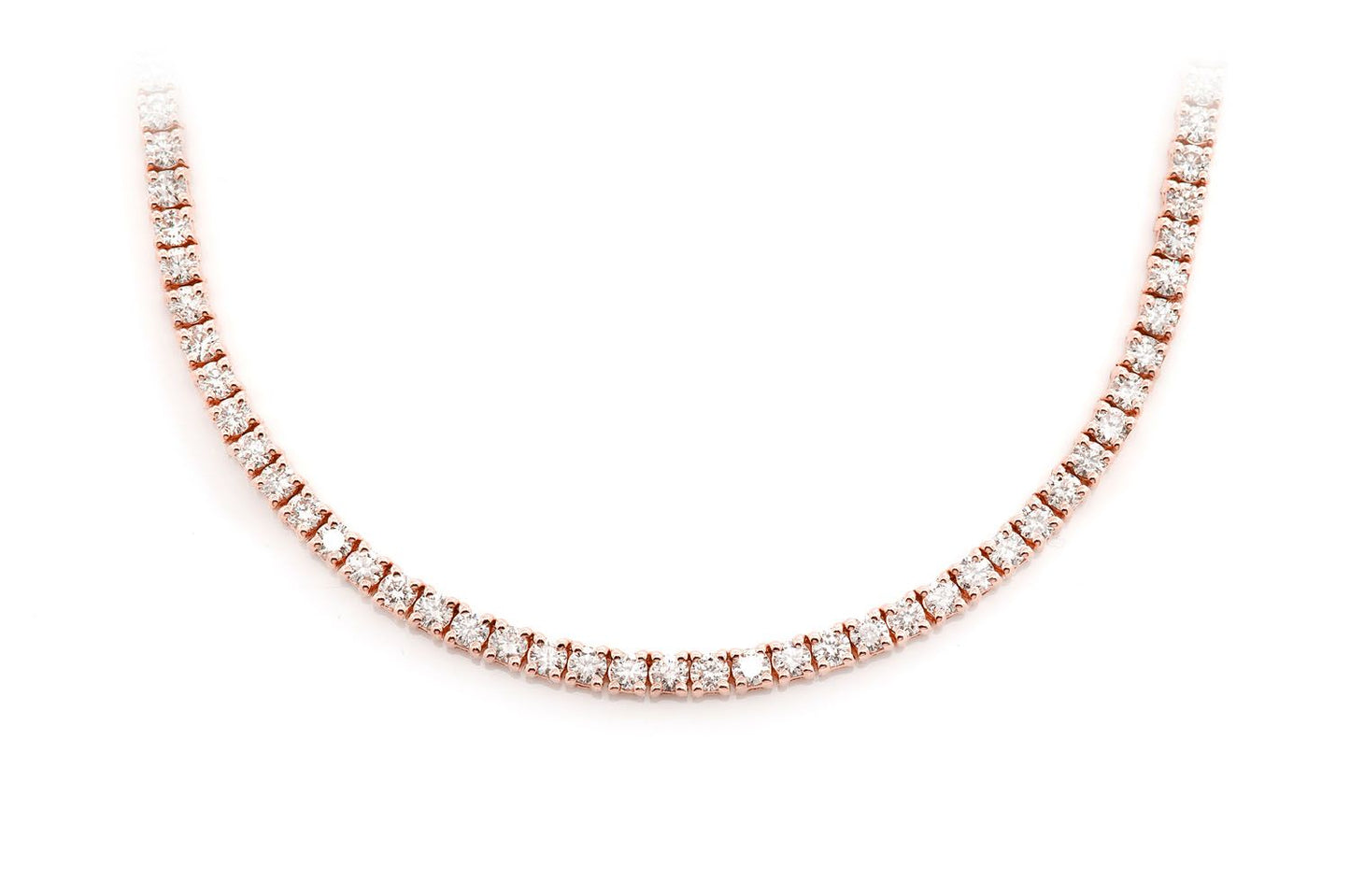 3PT PRONG SET DIAMOND TENNIS NECKLACE 14K SOLID GOLD 6.50CTW
