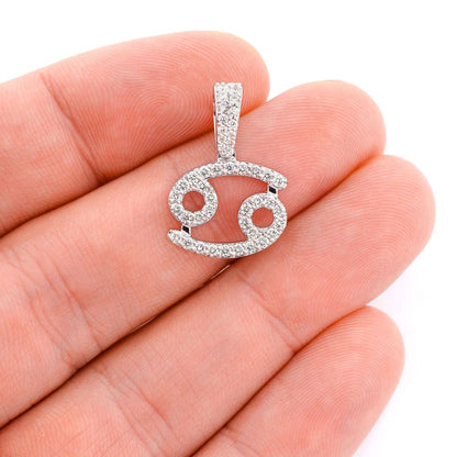 CANCER ZODIAC DIAMOND PENDANT 14K SOLID GOLD 0.87CTW