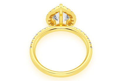 THAV - 1.00CT PEAR SOLITAIRE - SCALLOP HALO ONE ROW - DIAMOND ENGAGEMENT RING