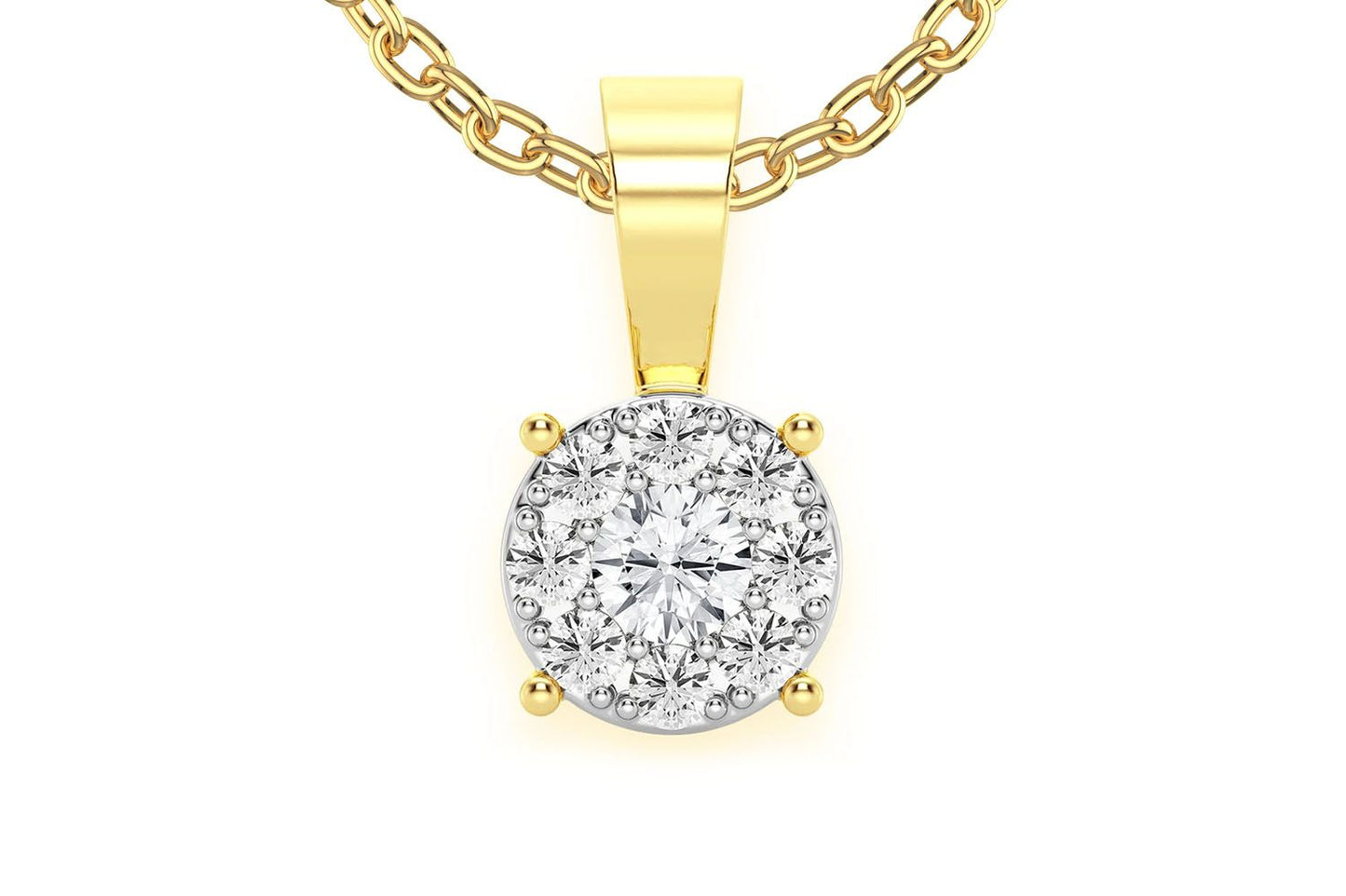 MOSAIC DIAMOND PENDANT 14K SOLID GOLD 0.25CTW