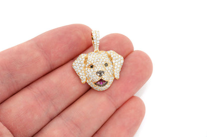 PANDANT LABRADOR RETRIEVER CU DIAMANT AUR MASIV DE 14K 2.50CT