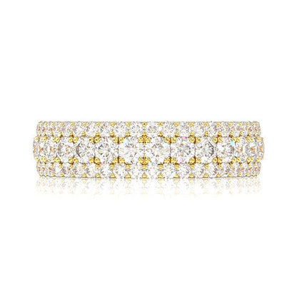 INEL CU TREI RÂNDURI DE DIAMANTE, AUR MASIV DE 14K, 1.50CTW