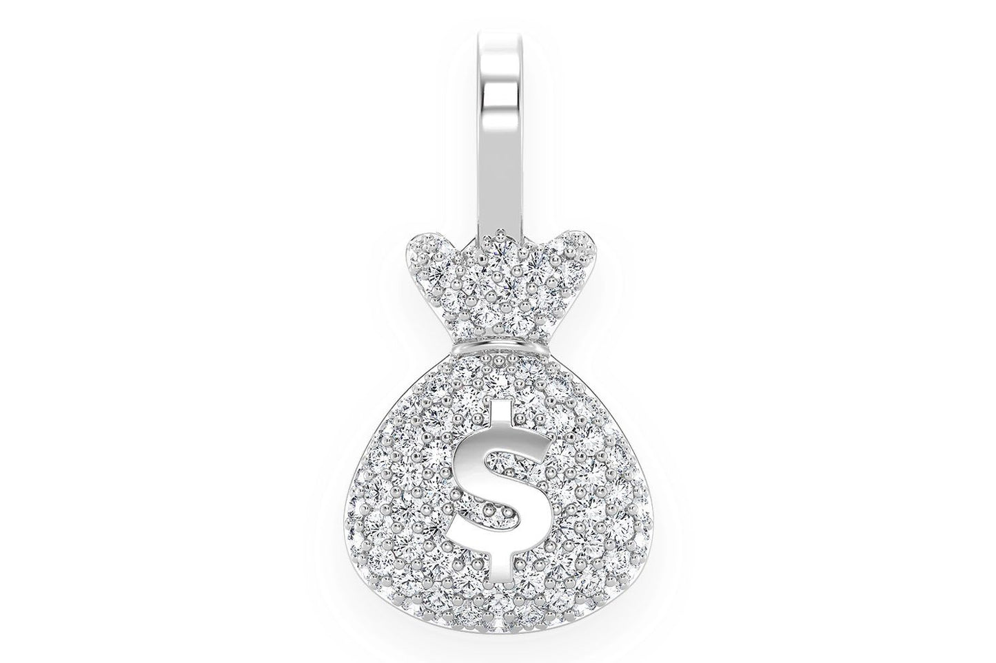 PANDANT CU DIAMANT MONEY BAG, AUR MASIV DE 14K, 0.33CT