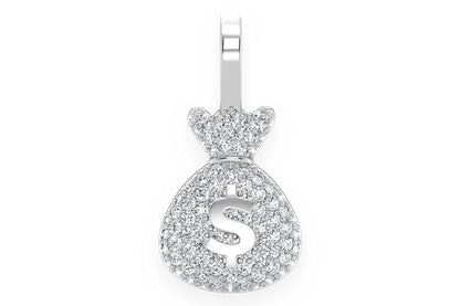 PANDANT CU DIAMANT MONEY BAG, AUR MASIV DE 14K, 0.33CT