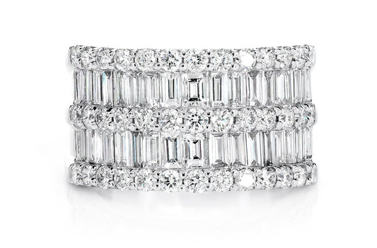 INEL CU 2 RÂNDURI DE BAGHETĂ ȘI DIAMANTE ROTUNDE, AUR MASIV DE 14K, 2,65 CT