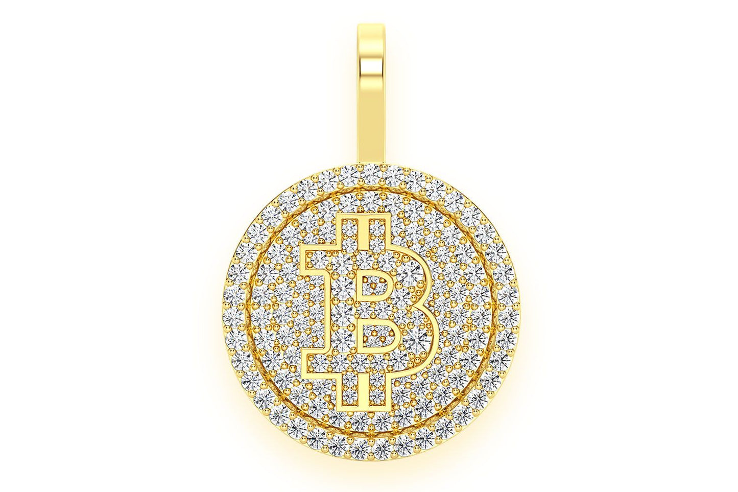 BITCOIN DIAMOND PENDANT 14K SOLID GOLD 1.10CTW