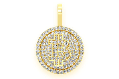 BITCOIN DIAMOND PENDANT 14K SOLID GOLD 1.10CTW